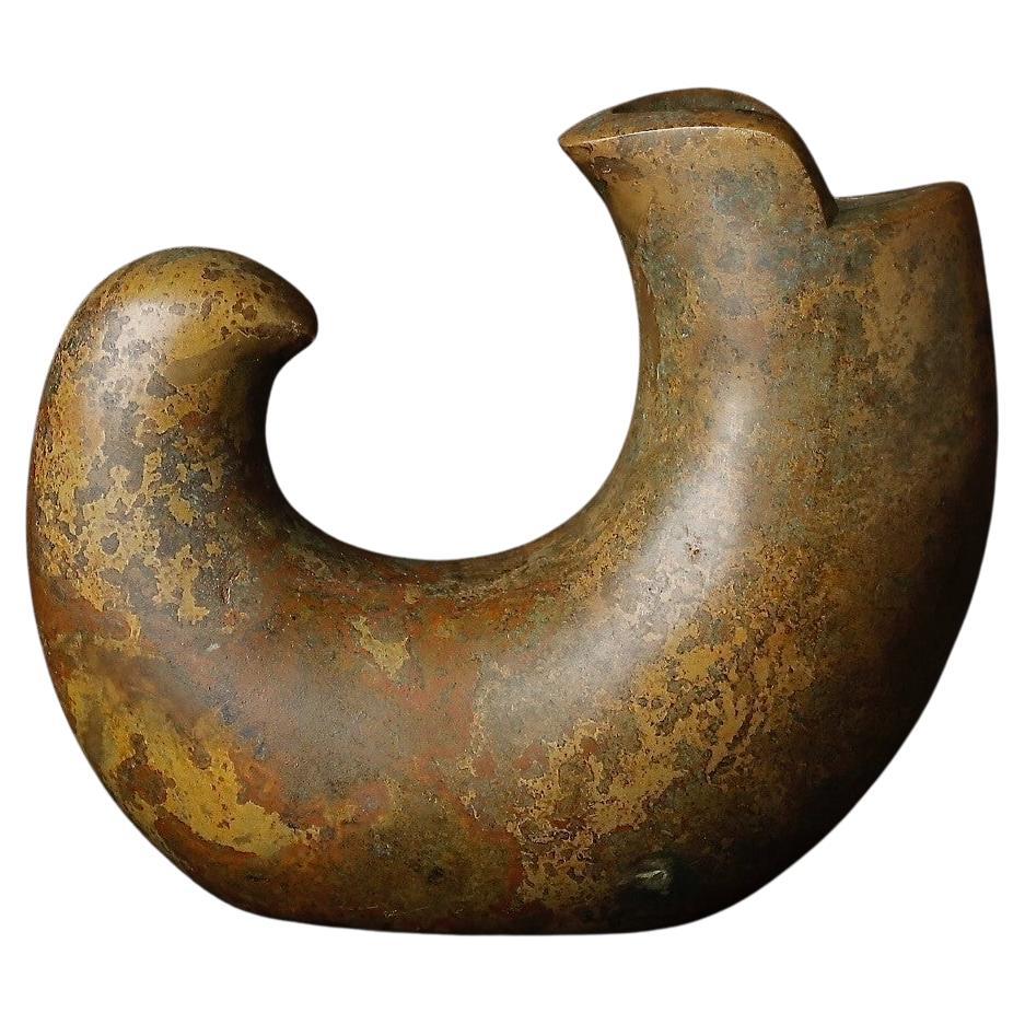 20th century unusual Bronze Vase by a Nitten Artist by Yoshida Eiji