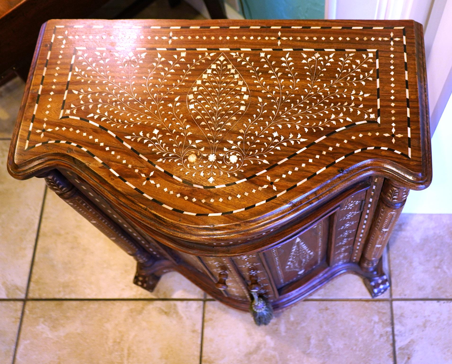 Inlay 20th Century Unusual Size Syrian Mother Of Pearl Inlaid Cabinet For Sale