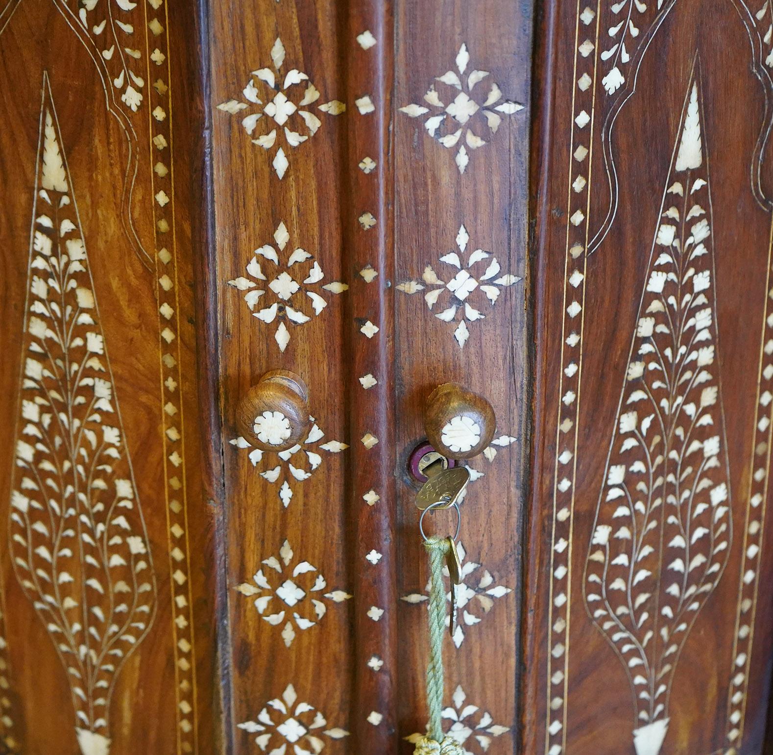 20th Century Unusual Size Syrian Mother Of Pearl Inlaid Cabinet For Sale 1