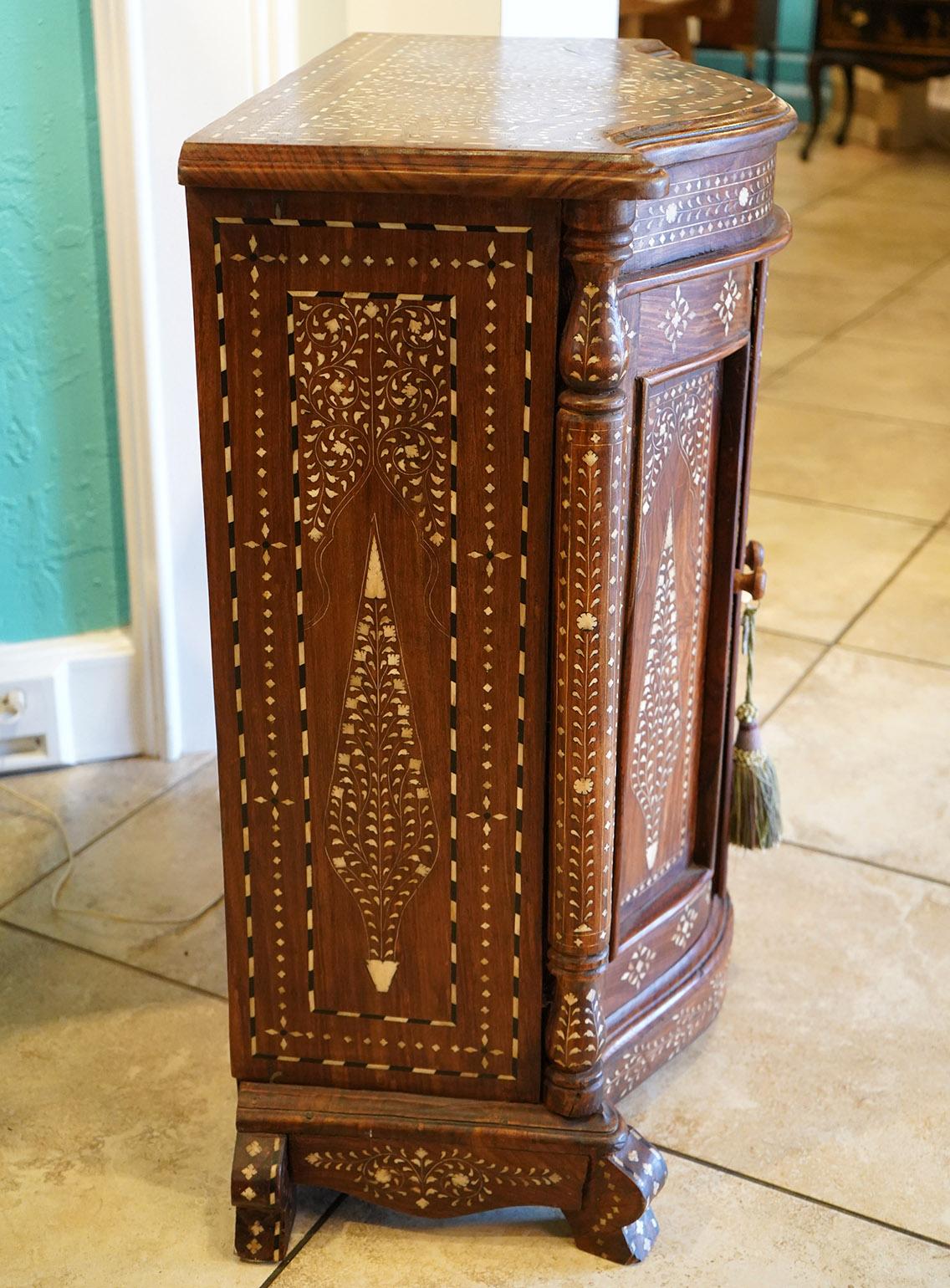20th Century Unusual Size Syrian Mother Of Pearl Inlaid Cabinet For Sale 4