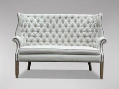 20th Century Upholstered High Wing Back 2-Seater Settee