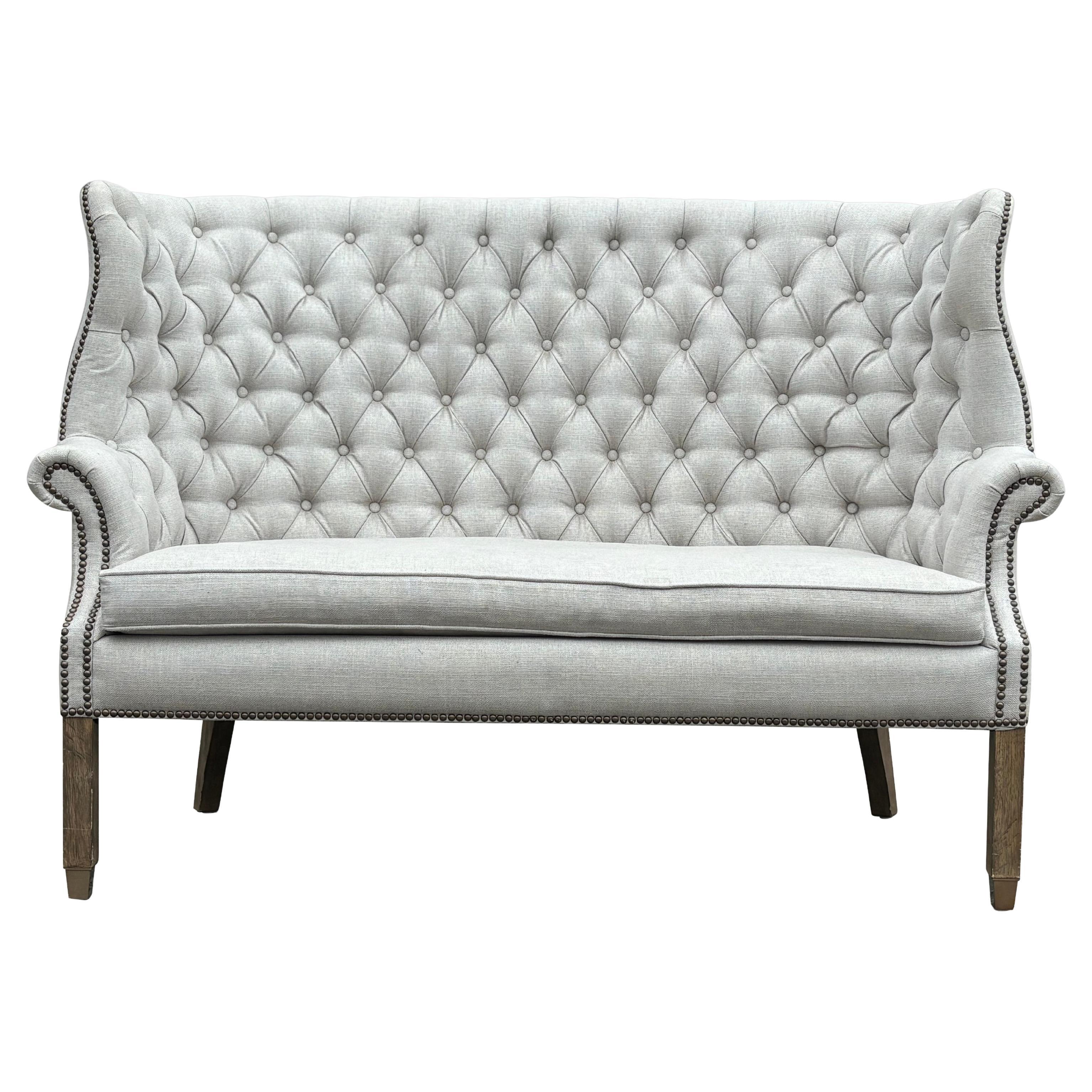 20th Century Upholstered High Wing Back 2-Seater Settee