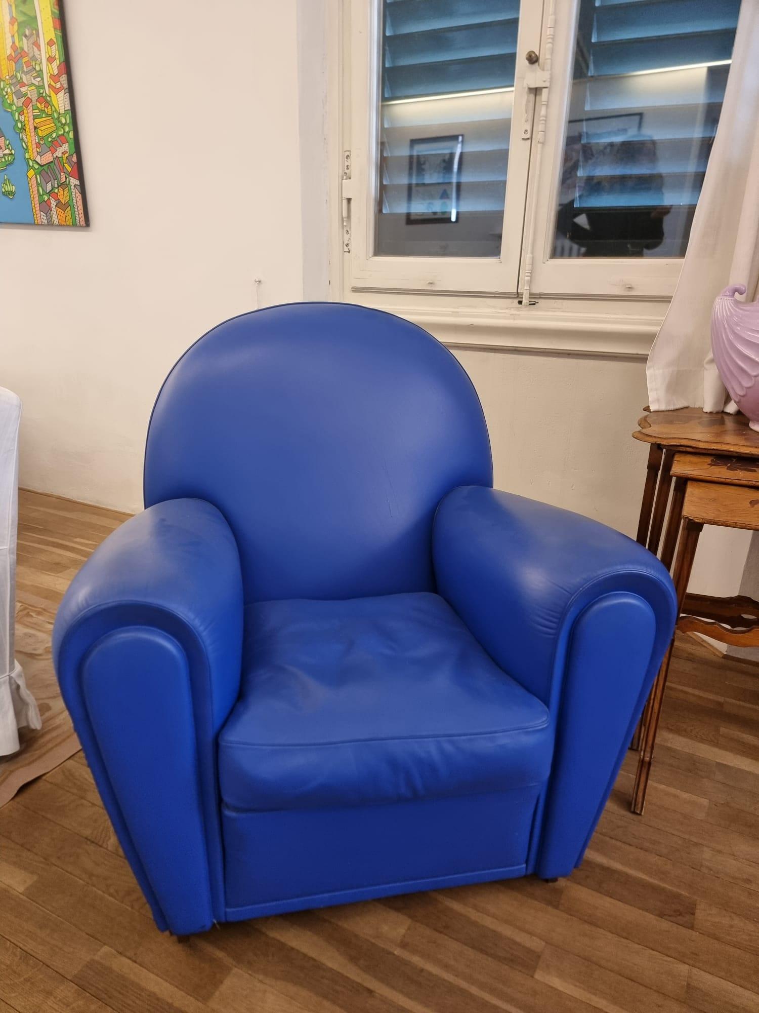 20th century Vanity Fair Frau Armchair Blue In Excellent Condition In Firenze, IT