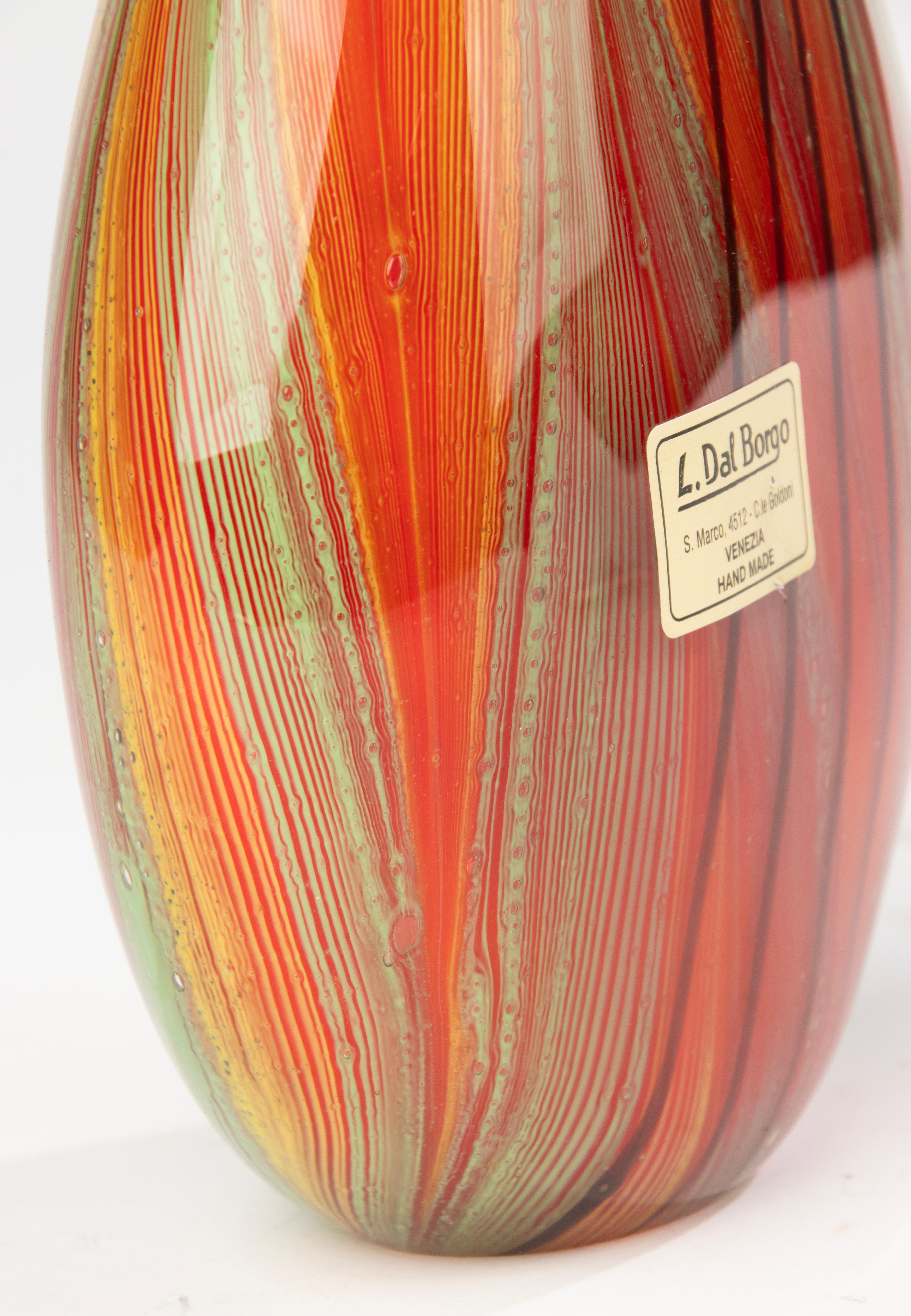 Vaso del XX secolo - Vetro di Murano - Design a strisce multicolore in vendita 4