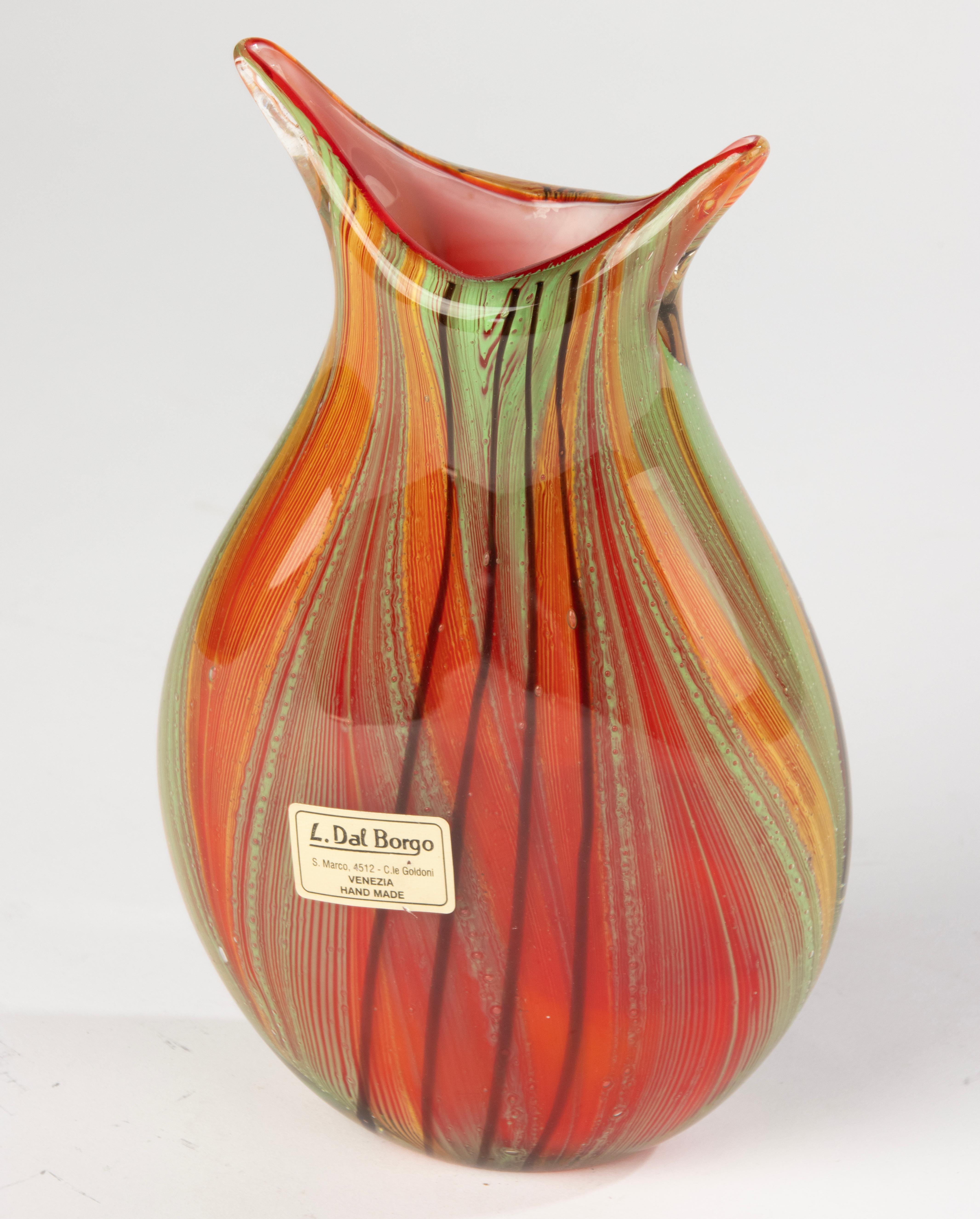 Vaso del XX secolo - Vetro di Murano - Design a strisce multicolore in vendita 6