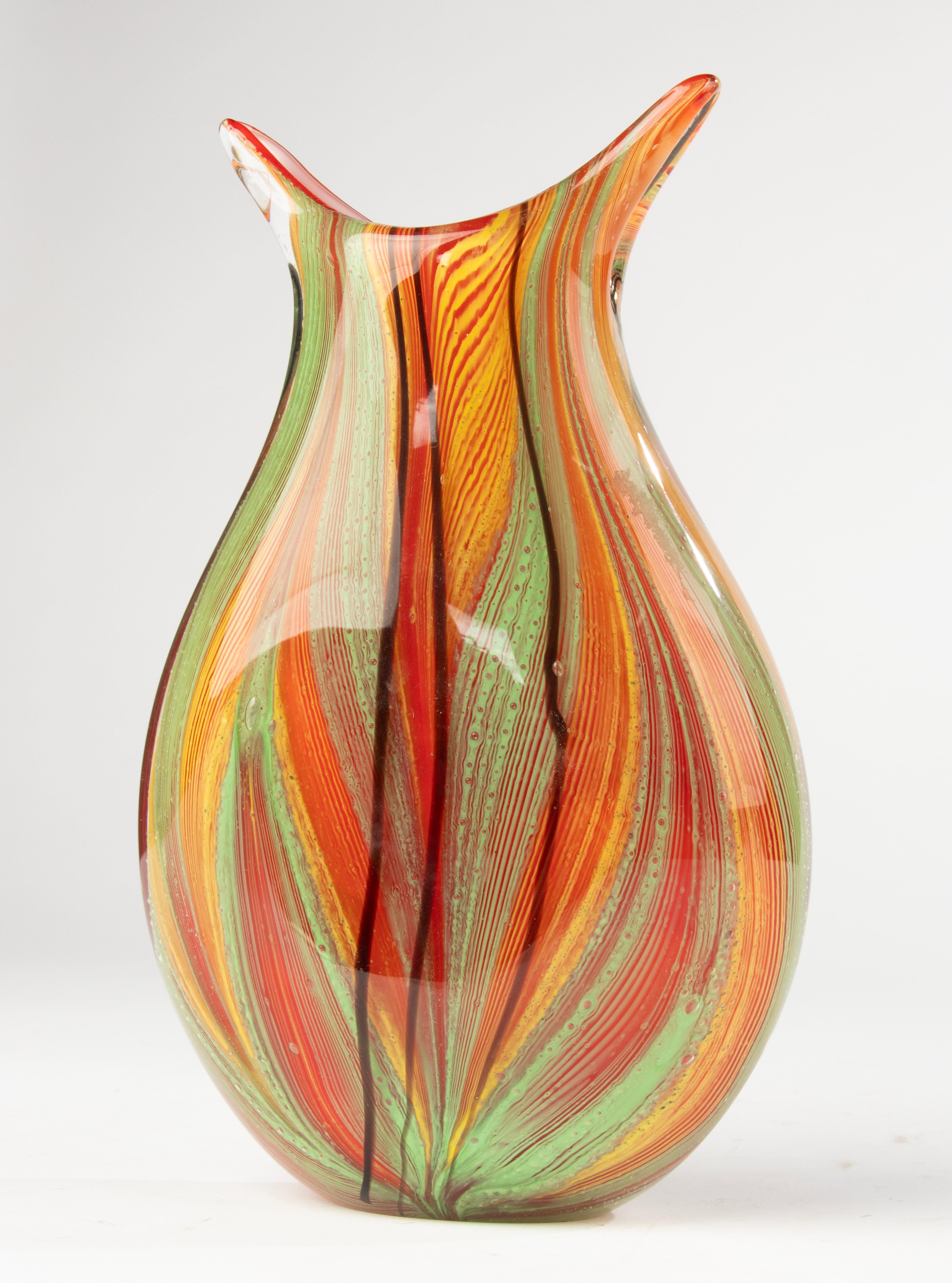 Vaso del XX secolo - Vetro di Murano - Design a strisce multicolore in vendita 8