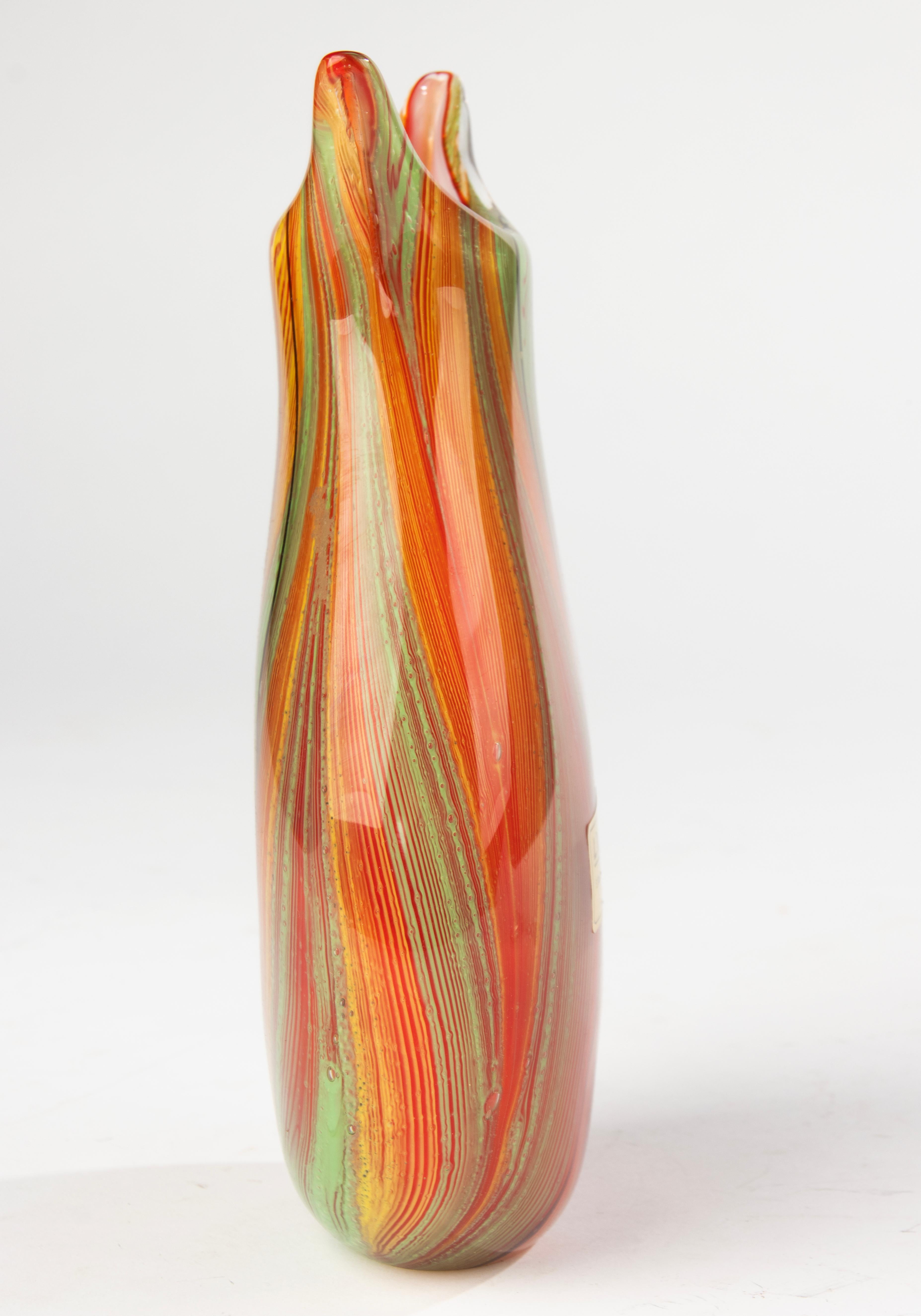 Vaso del XX secolo - Vetro di Murano - Design a strisce multicolore in vendita 9