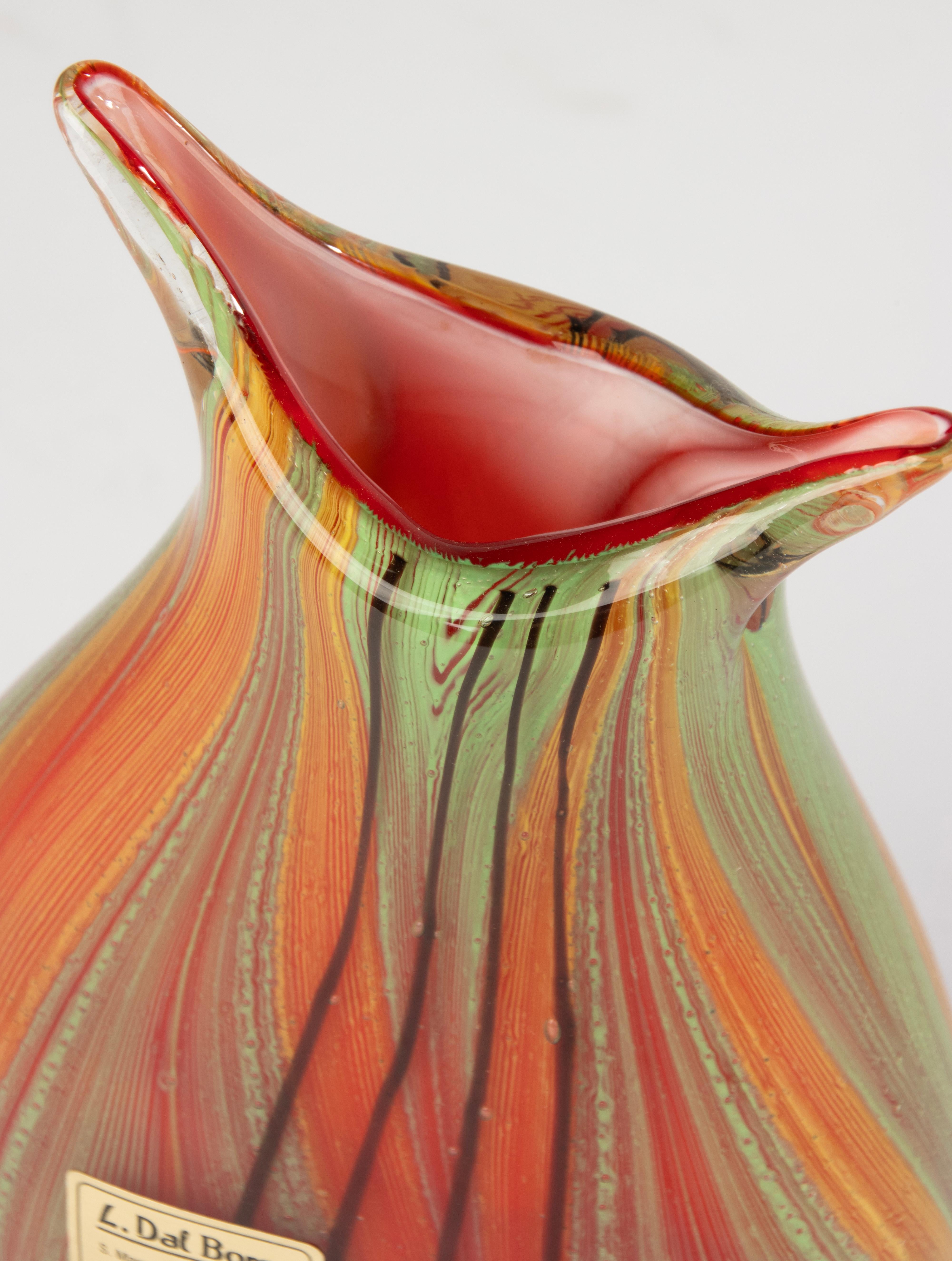 Vaso del XX secolo - Vetro di Murano - Design a strisce multicolore in vendita 1