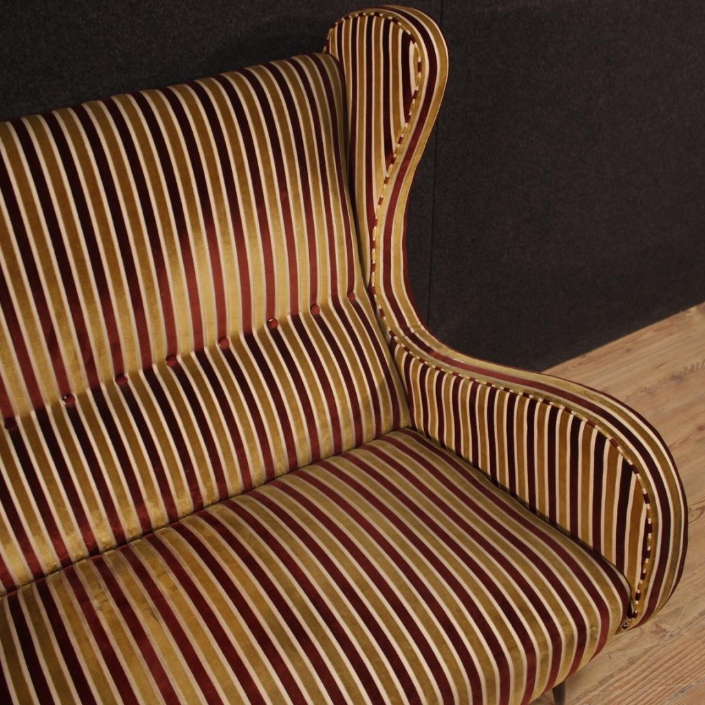 20th Century Velvet and Fabric Italian Design Zanuso Style Sofa, 1960 im Zustand „Gut“ in Vicoforte, Piedmont