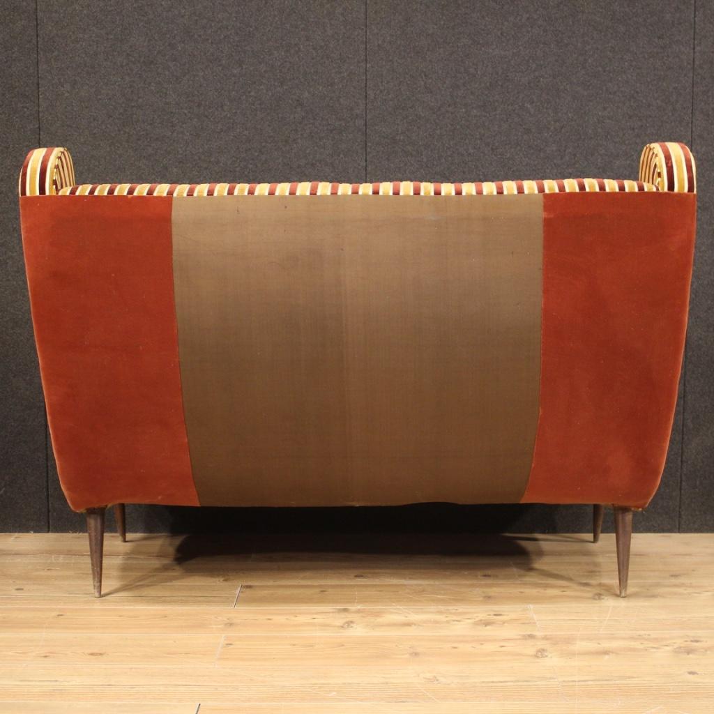 20th Century Velvet and Fabric Italian Design Zanuso Style Sofa, 1960 4