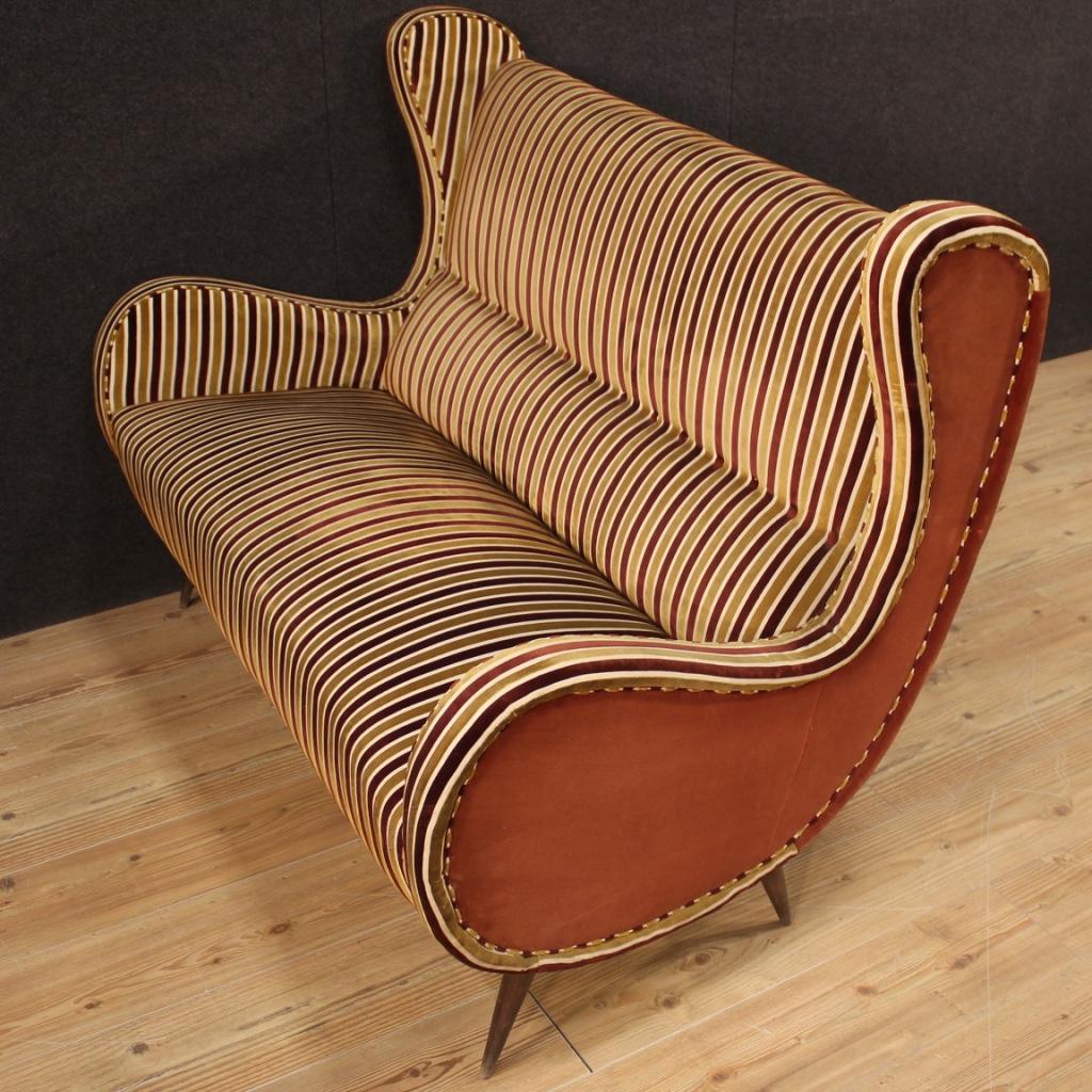 20th Century Velvet and Fabric Italian Design Zanuso Style Sofa, 1960 2