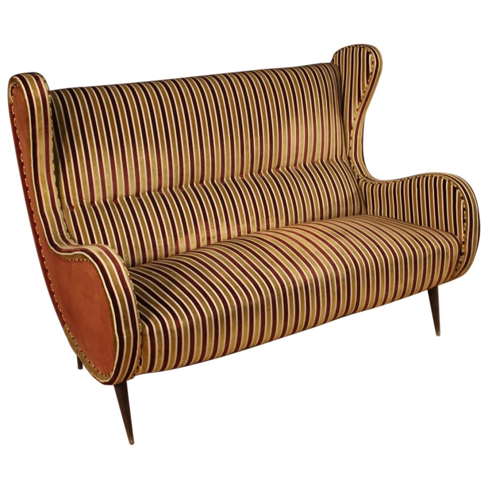 20th Century Velvet and Fabric Italian Design Zanuso Style Sofa, 1960