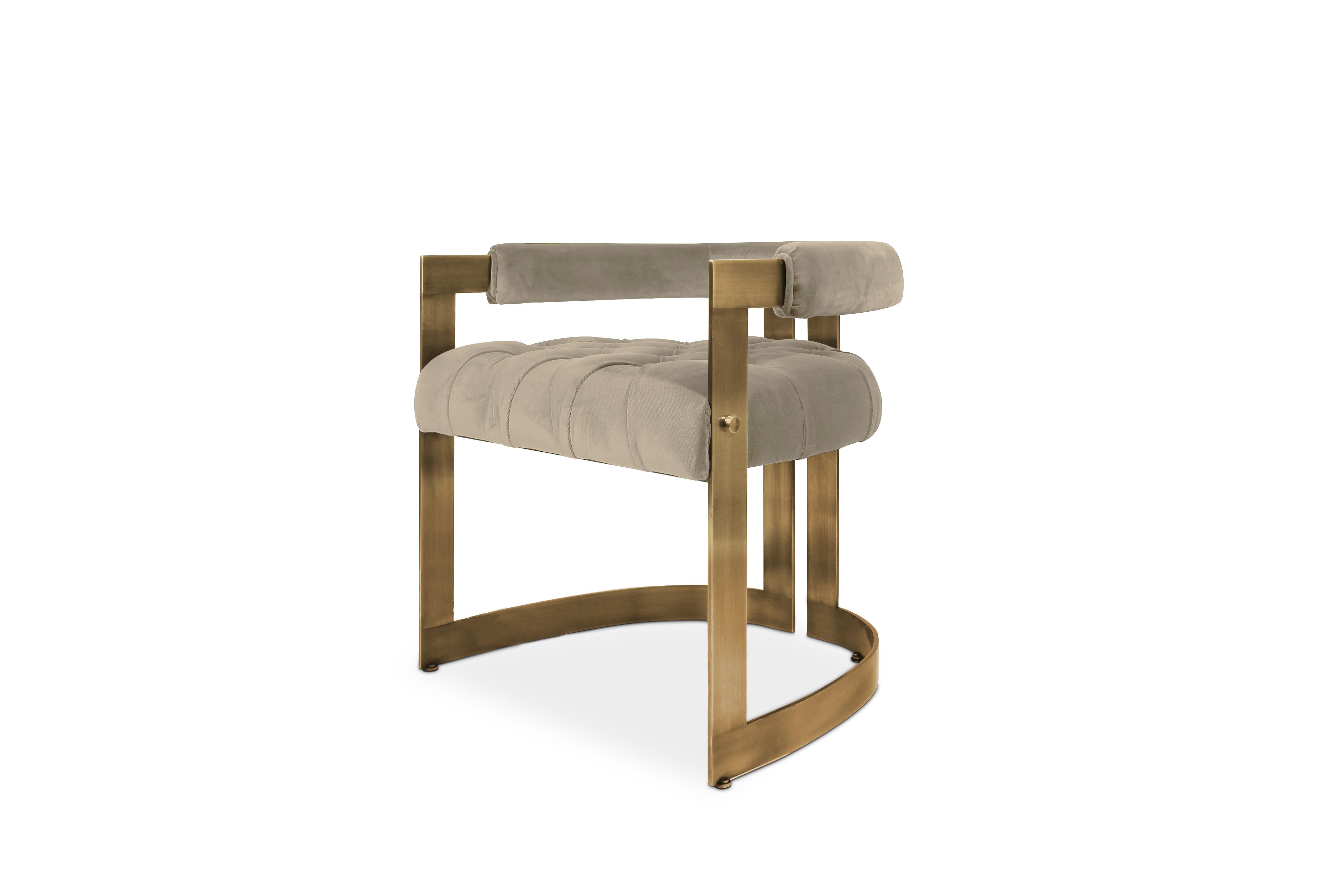 Contemporary 20th Century Velvet Winfrey Dining Chair  Brass Made in Portugal by Ottiu For Sale