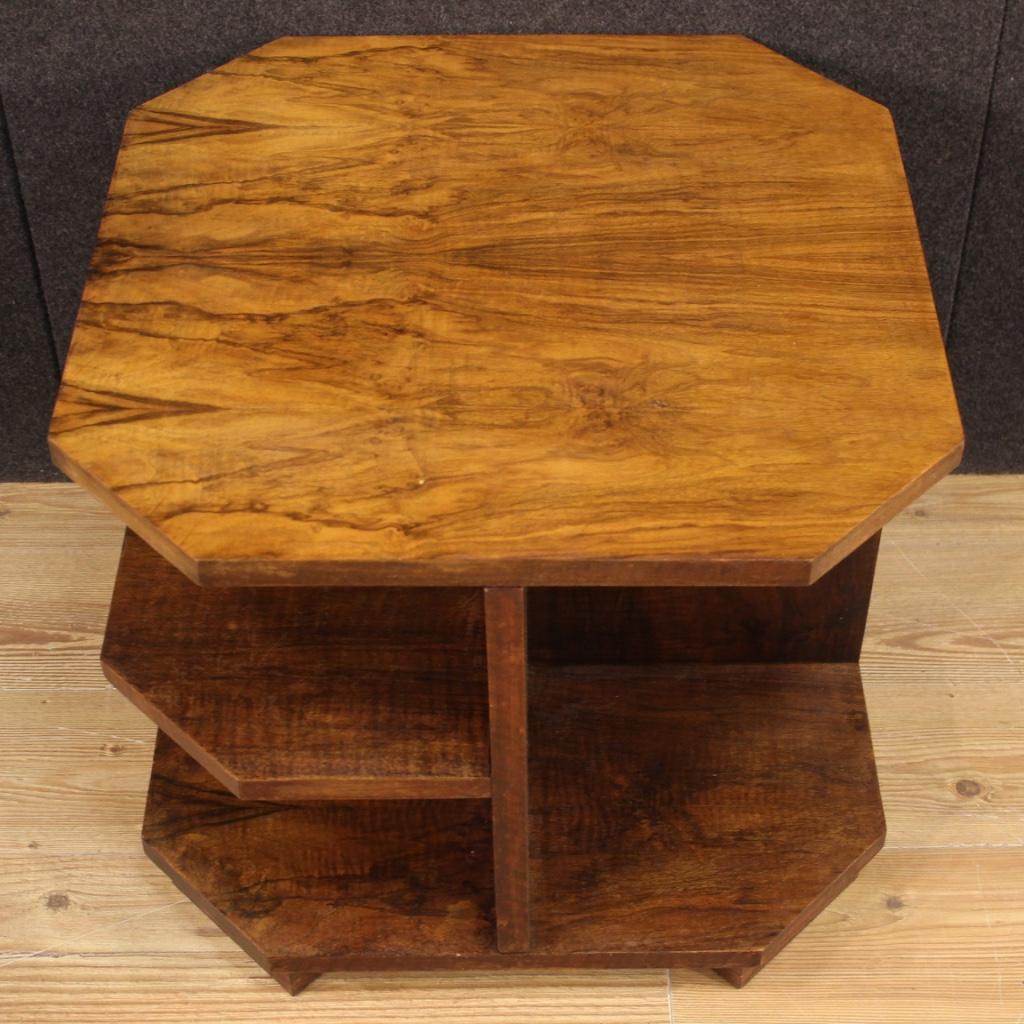 20th Century Veneered Walnut Wood Italian Design Coffee Table, 1960s For Sale 1