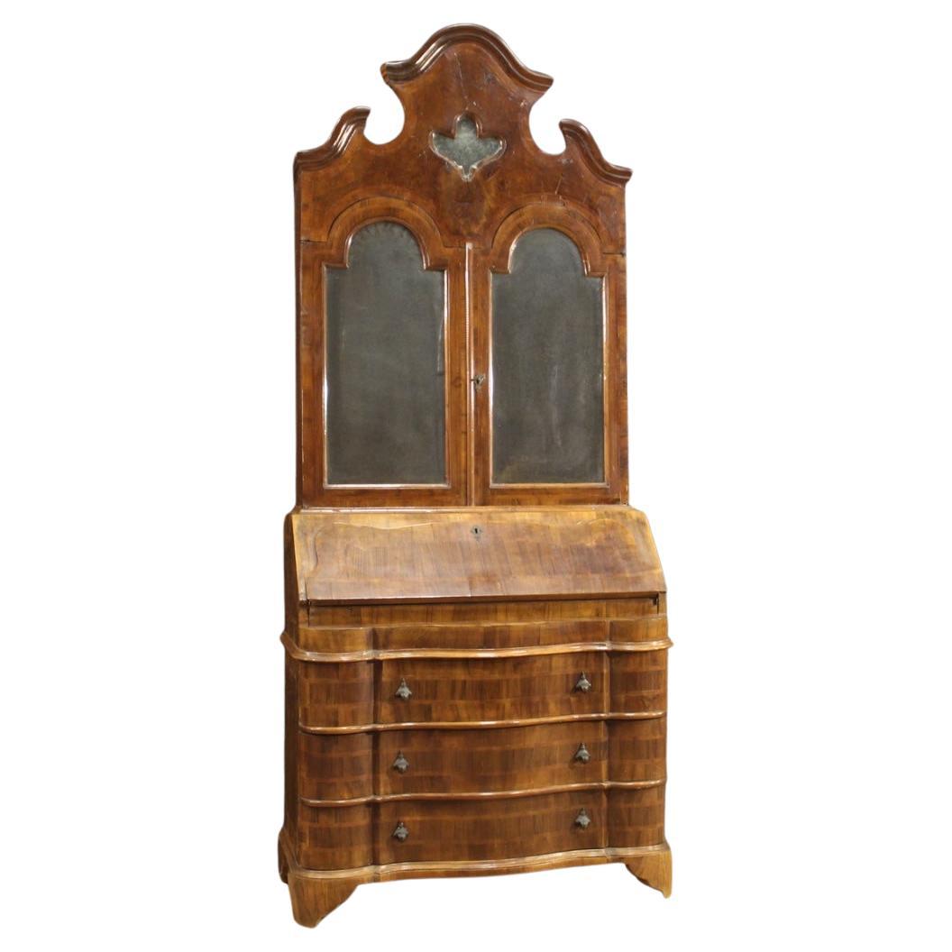 20th Century Veneered Wood Italian Trumeau Secrétaire Desk, 1950s For Sale