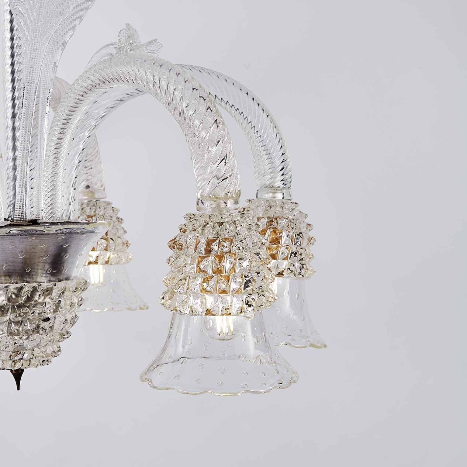 20th Century Venetian Barovier Rostrato Glass Chandelier from Murano In Good Condition In Milan, IT