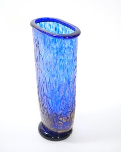 Vase décoratif vénitien soufflé à la bouche du 20ème siècle, à mouchetures dorées