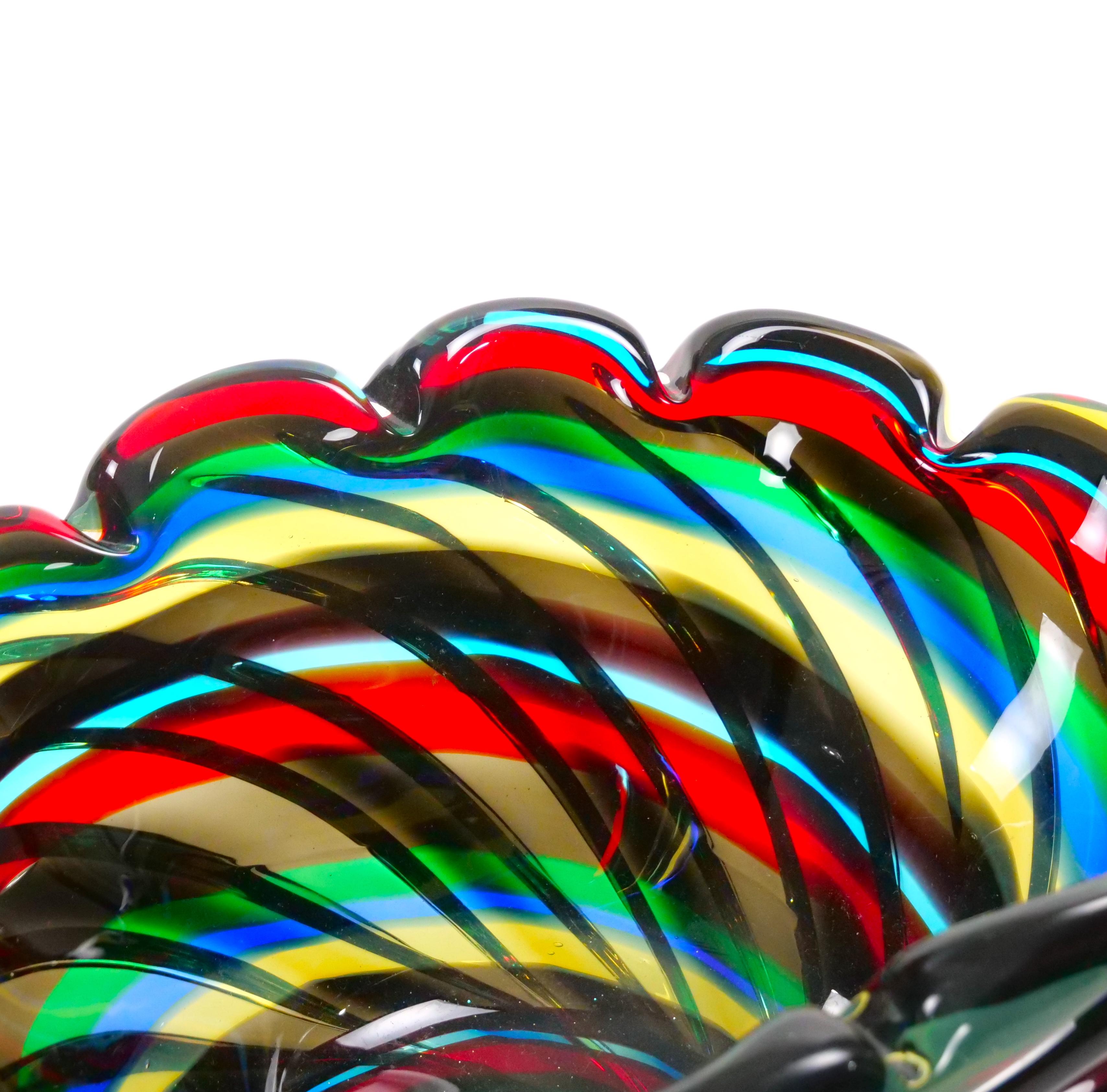 Late 20th Century 20th Century Venetian Multicolored Glass Decorative Centerpiece Bowl For Sale
