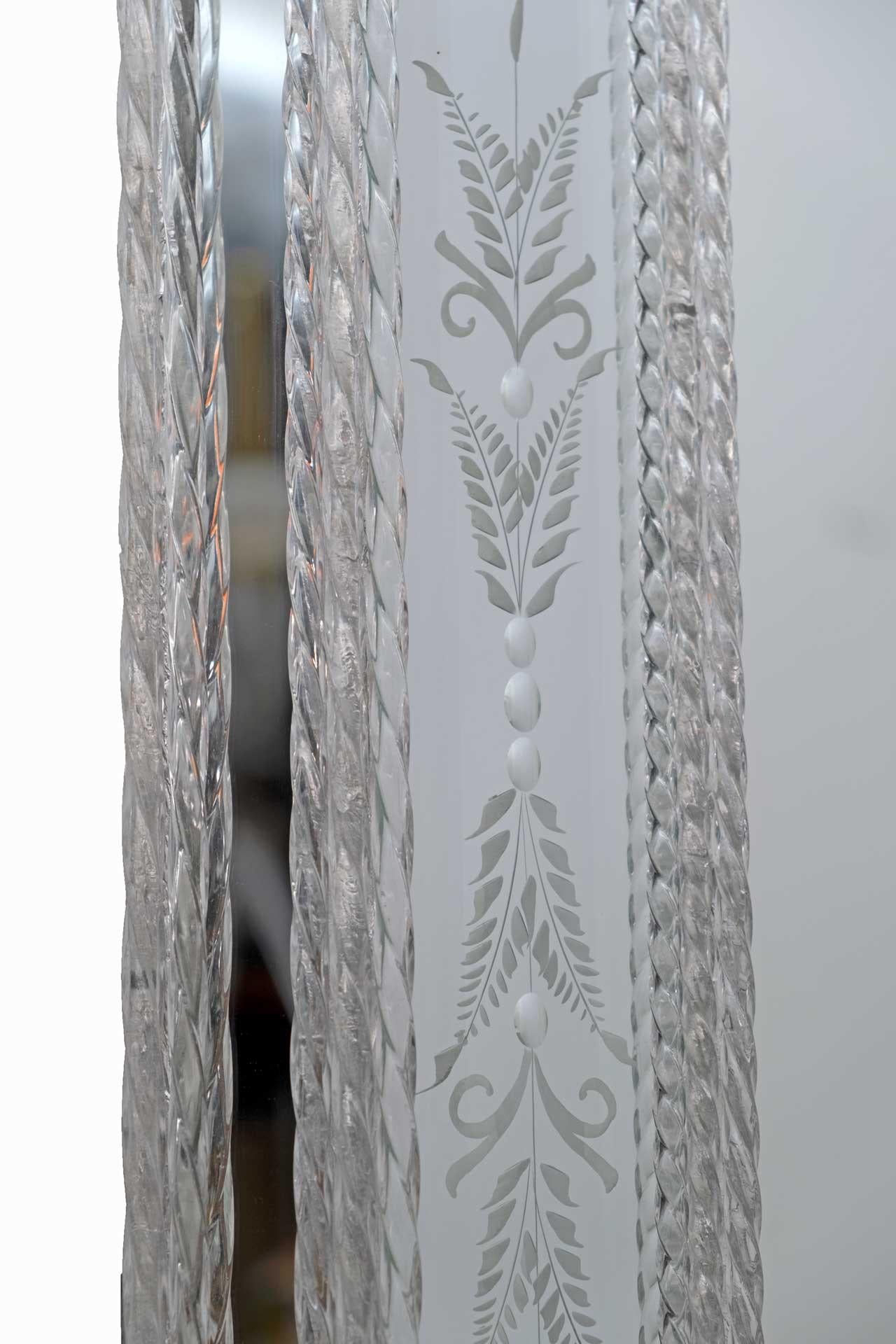 Verre de Murano Miroir octogonal à fleurs en verre de Murano vénitien du 20e siècle en vente