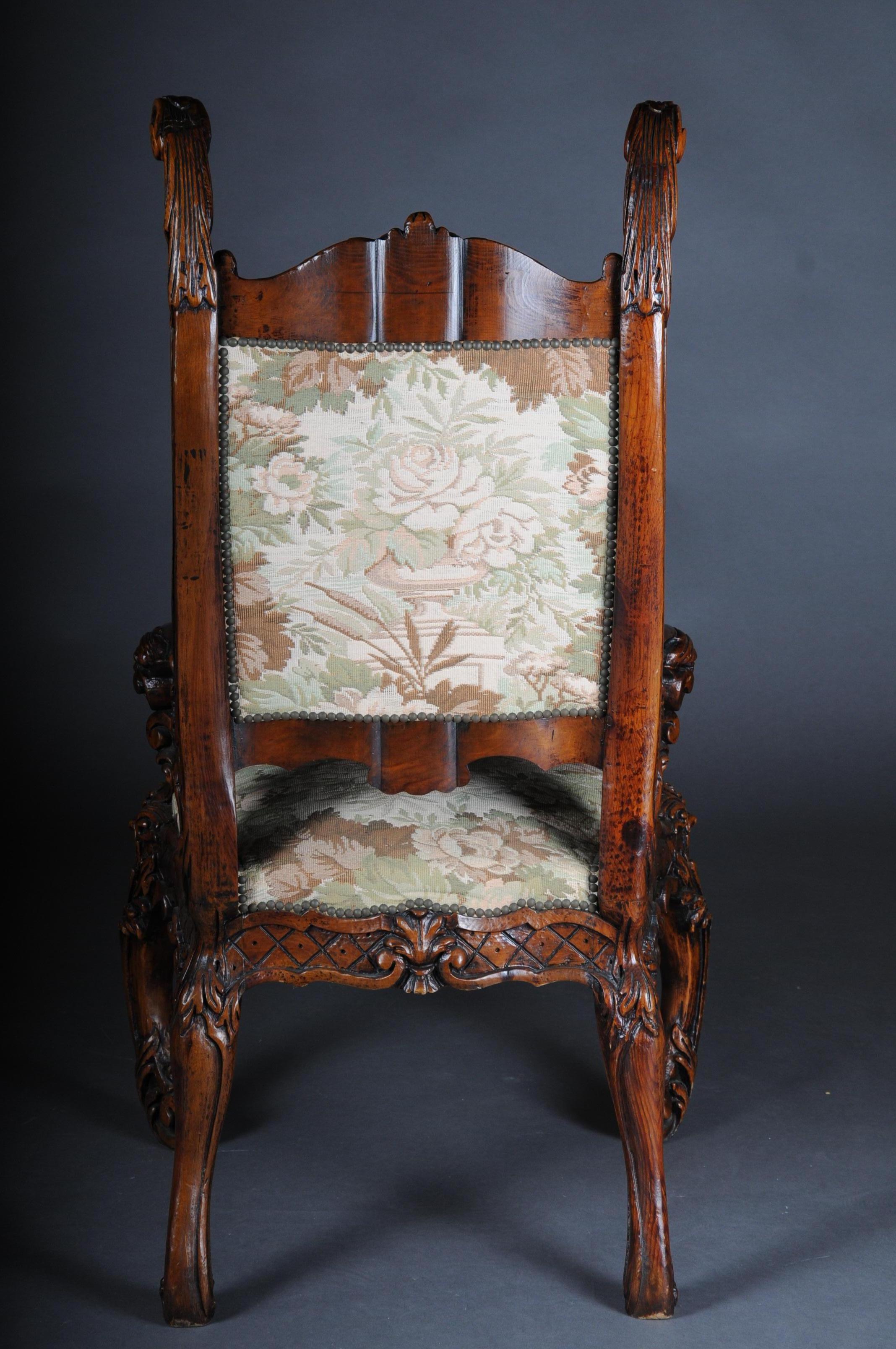 20th Century Venetian Rococo Throne Armchair / Chair Walnut 6