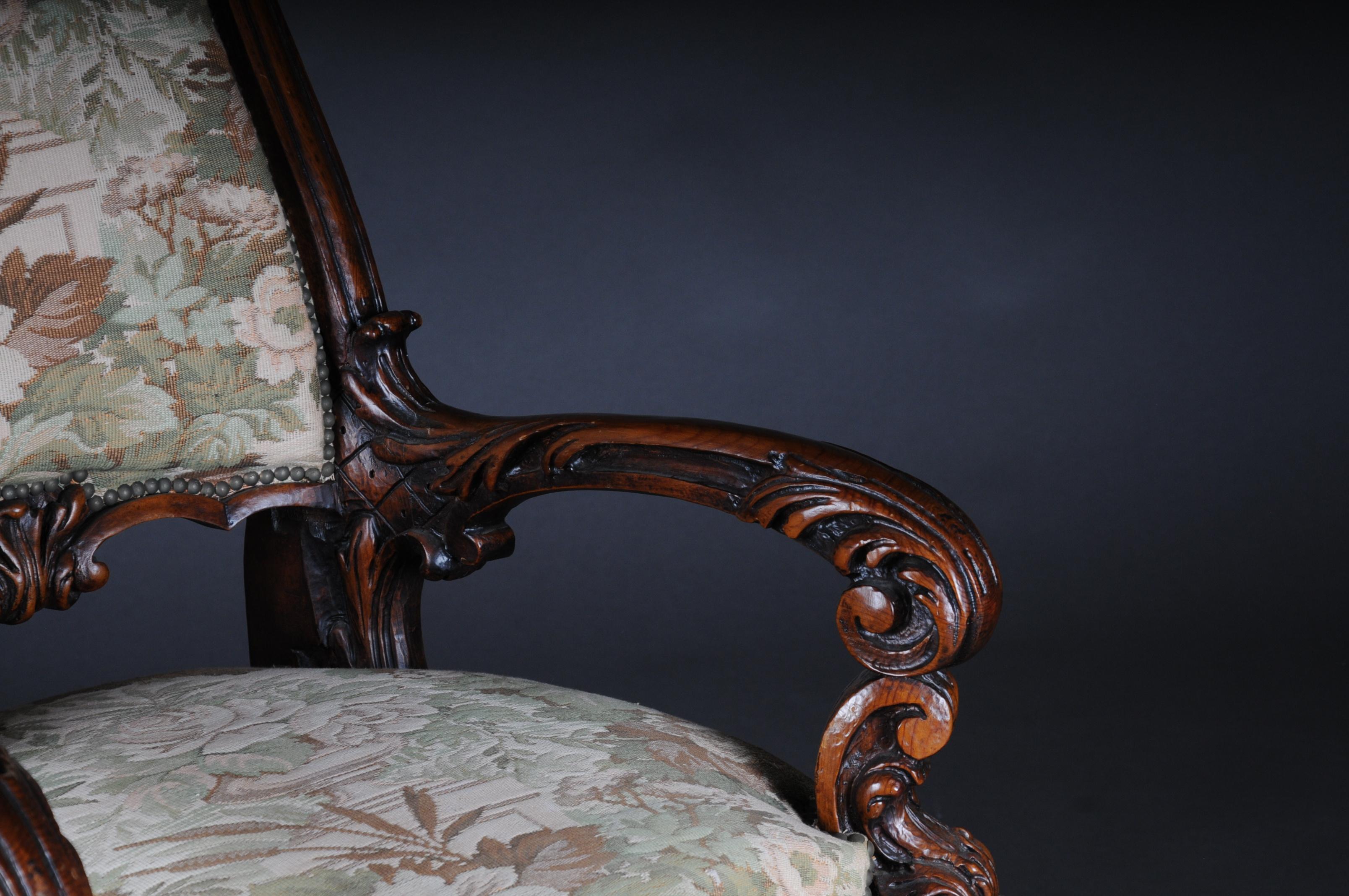 20th Century Venetian Rococo Throne Armchair / Chair Walnut 8