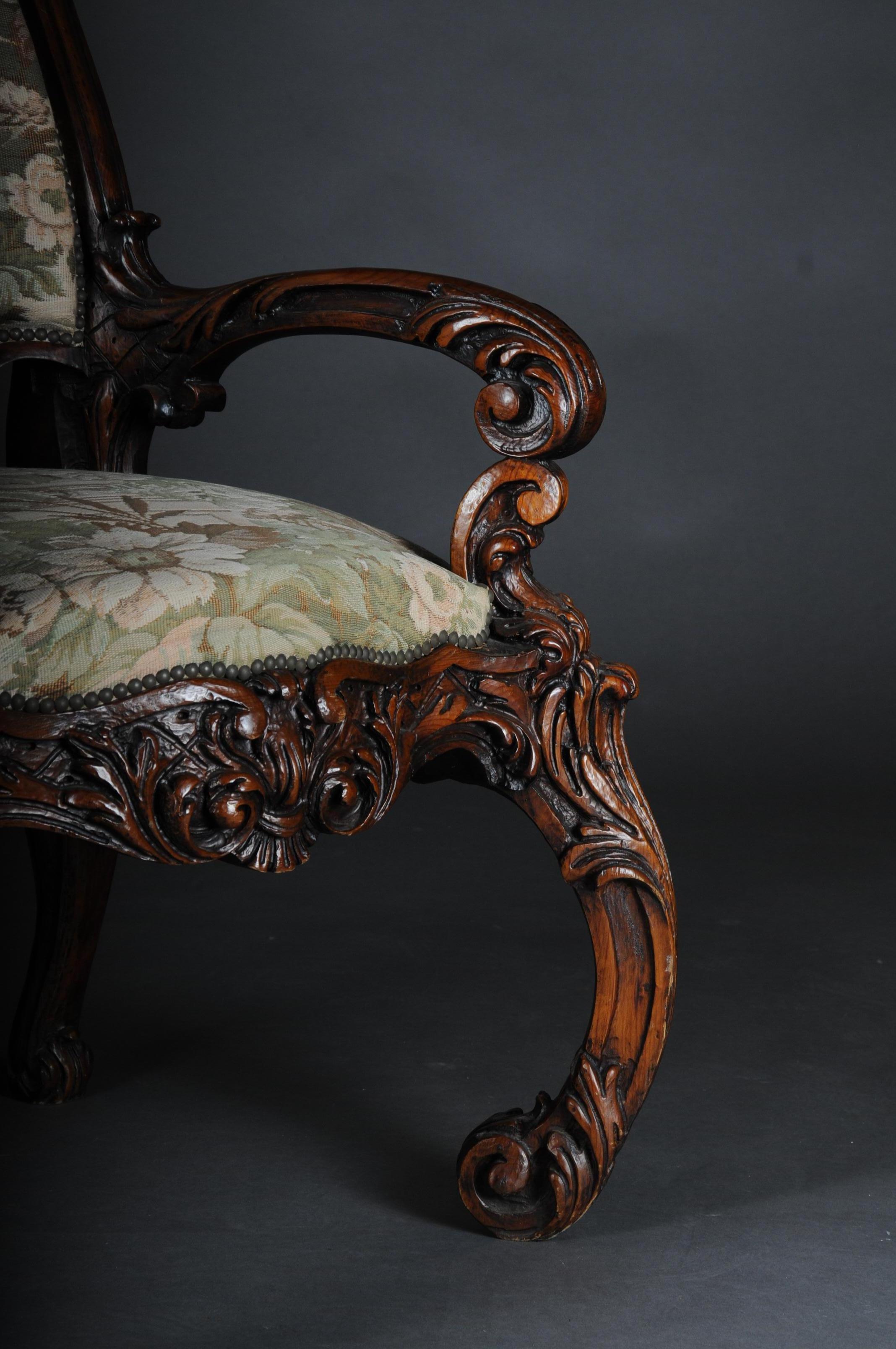 20th Century Venetian Rococo Throne Armchair / Chair Walnut For Sale 10