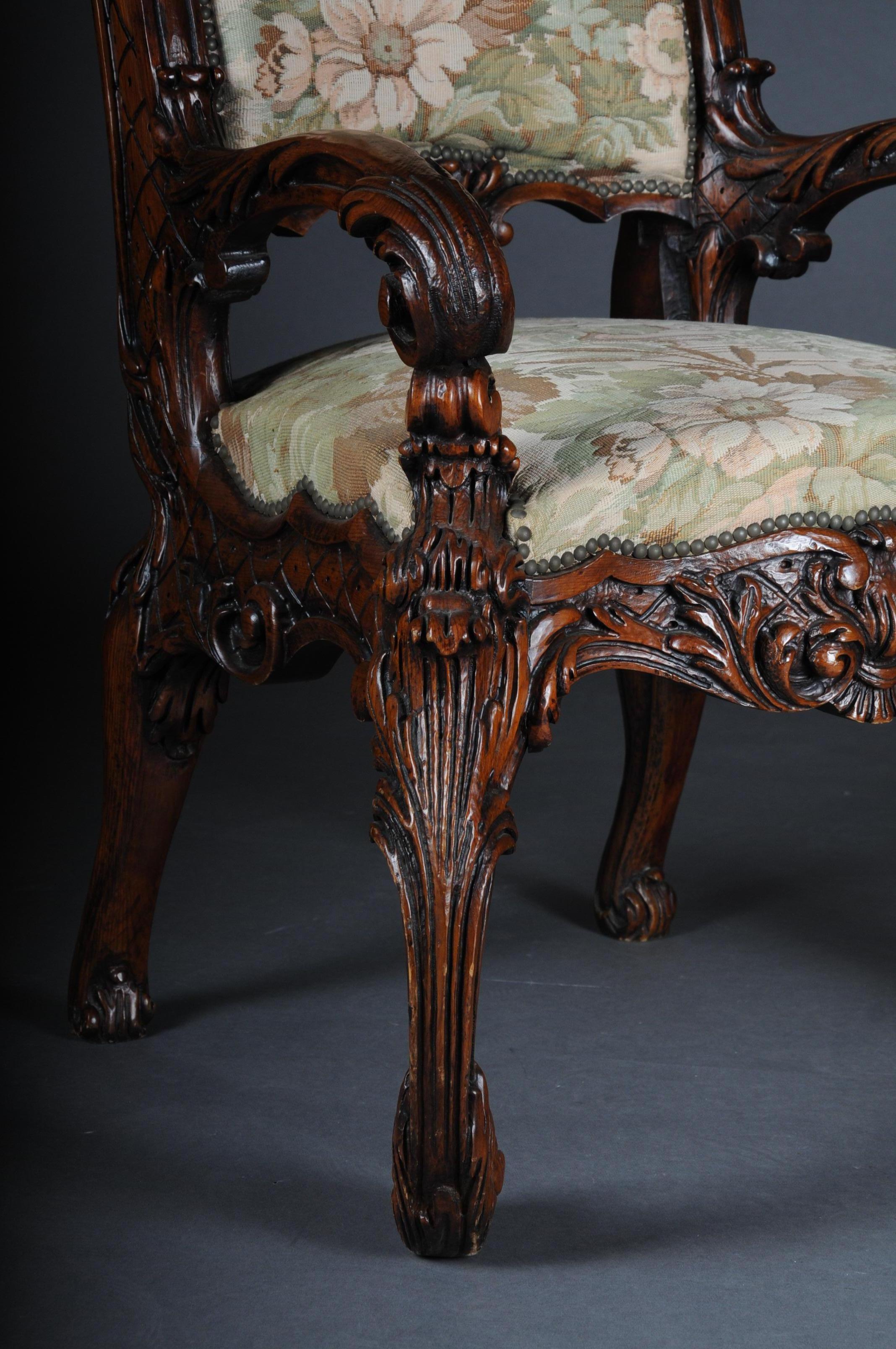 20th Century Venetian Rococo Throne Armchair / Chair Walnut 11