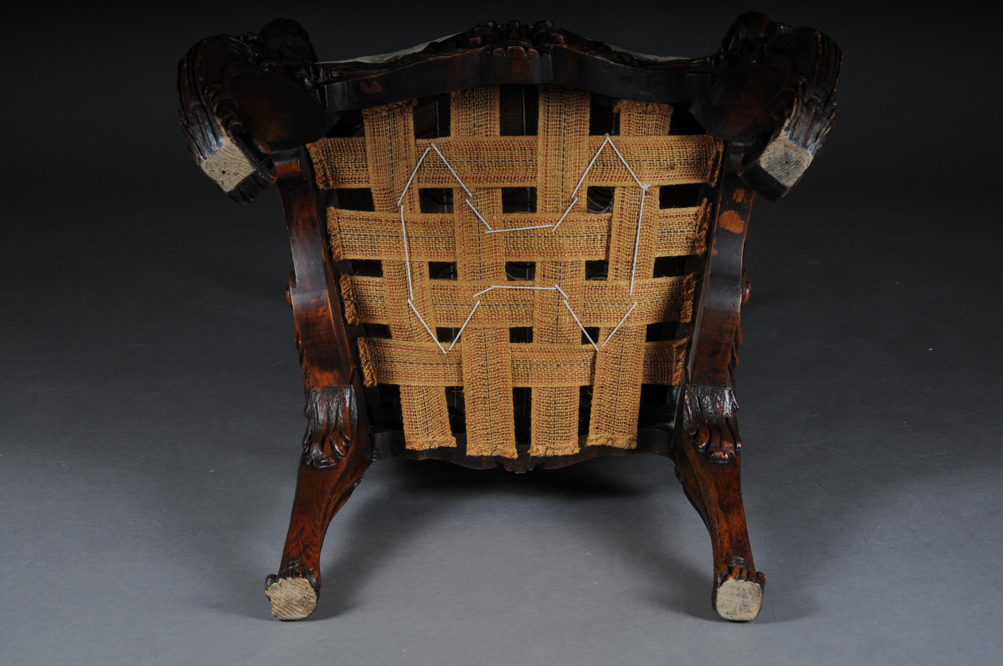 20th Century Venetian Rococo Throne Armchair / Chair Walnut For Sale 12