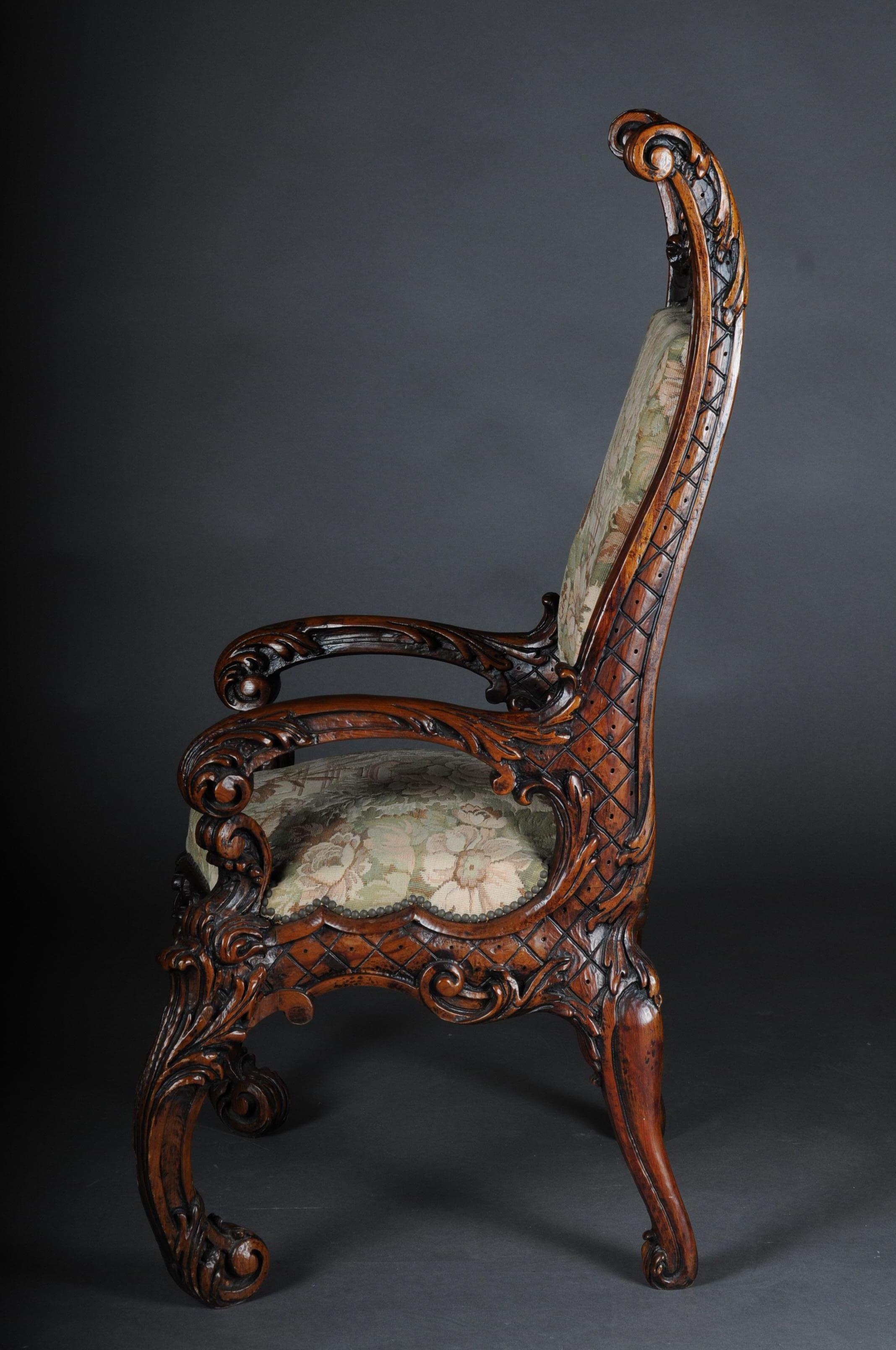 20th Century Venetian Rococo Throne Armchair / Chair Walnut 1