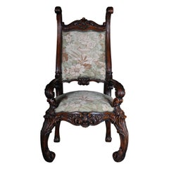 20th Century Venetian Rococo Throne Armchair / Chair Walnut