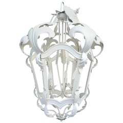 Vintage 20th Century Venetian Tole Style Iron 3-Light Hanging Lantern Light