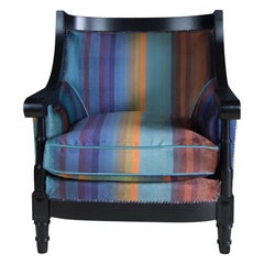 20th Century Venezuelan Tub Chair in Custom Striped Velvet