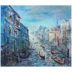 20th Century Venice Painting Tempera on Canvas by Armando Santi