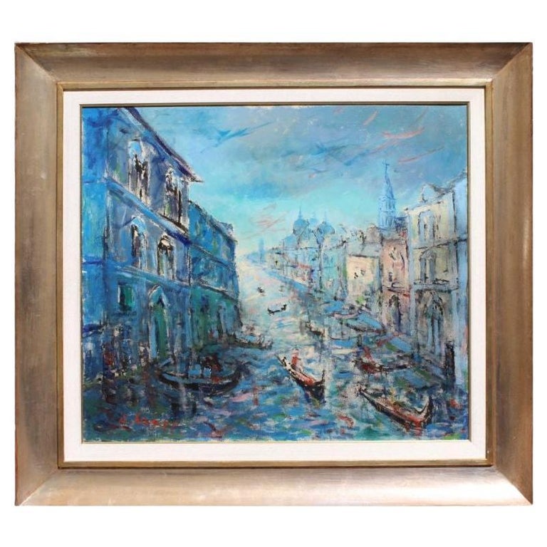 20th Century Venice Painting Tempera on Canvas by Armando Santi For Sale