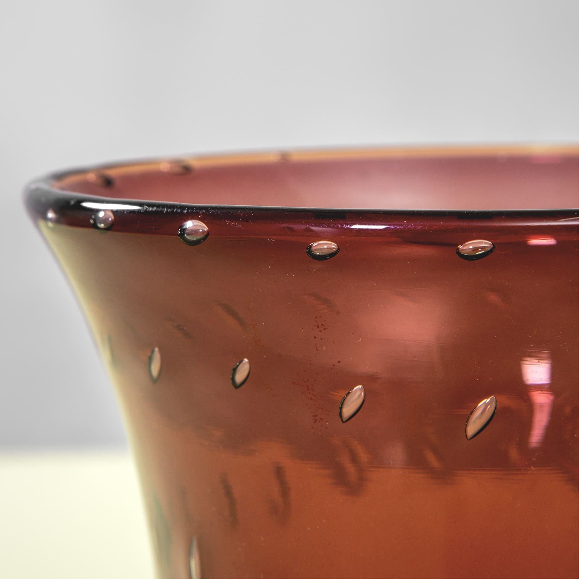 siglo XX, Jarrón de cristal de Murano Venini Mid-20th Century en venta