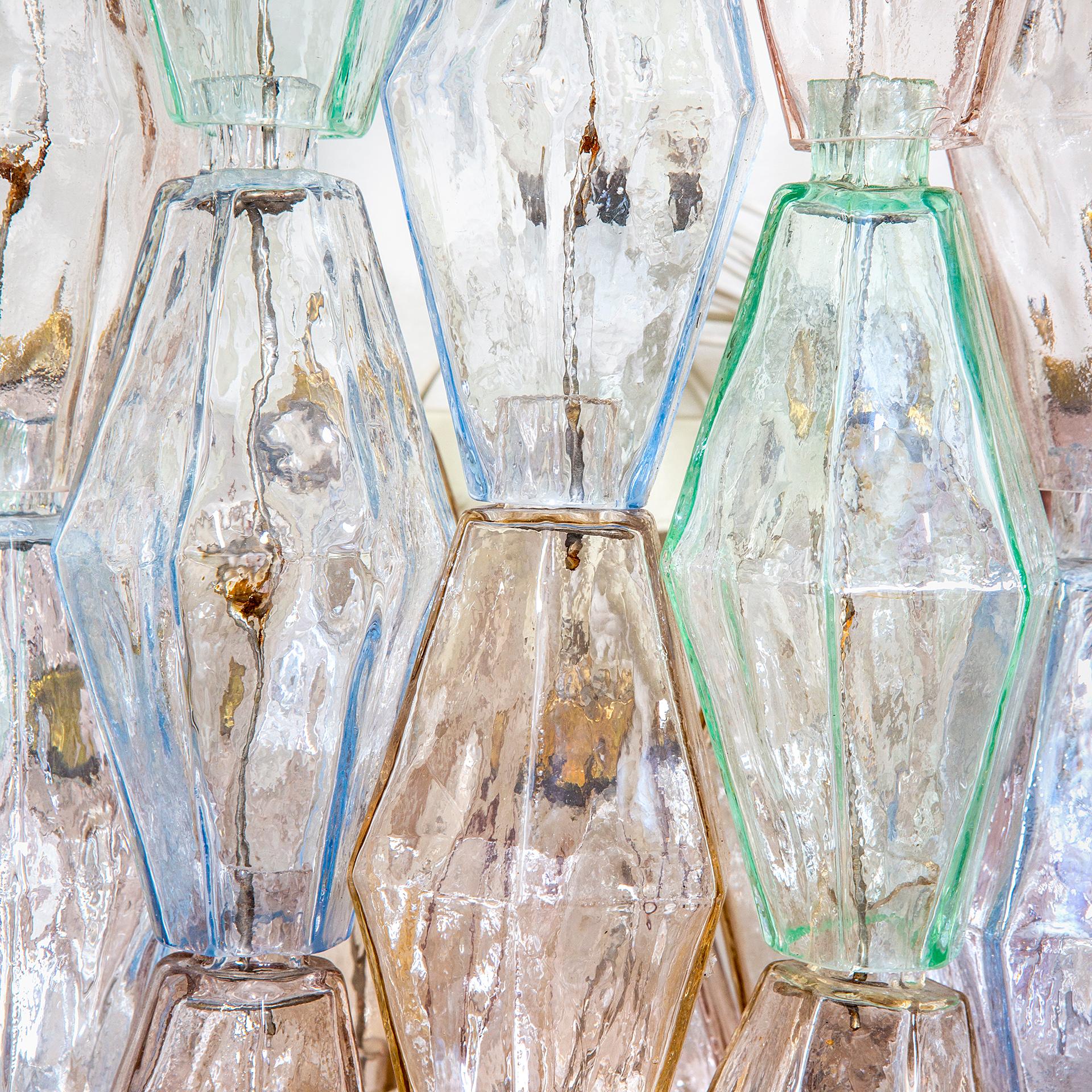 Mid-20th Century 20th Century Venini Pair of Wall Lamp Model Poliedri in Colored Murano Glass