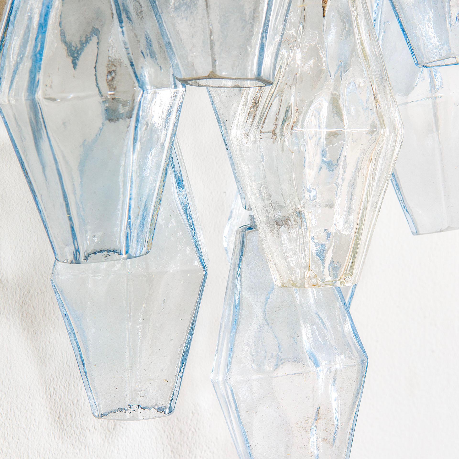 Metal 20th Century Venini Pair of Wall Lamps Mod Poliedri in Colored Murano Glass, 60s For Sale