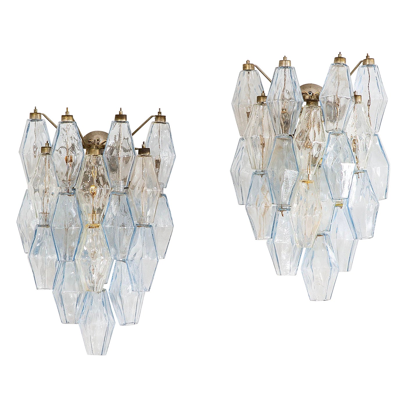 XX secolo, Coppia di lampade da parete Venini mod. Poliedri in vetro di Murano, anni '60 in vendita