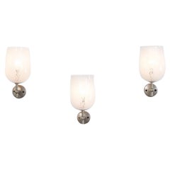Ensemble de trois lampes murales Venini du 20ème siècle en verre de Murano et chrome, années 50
