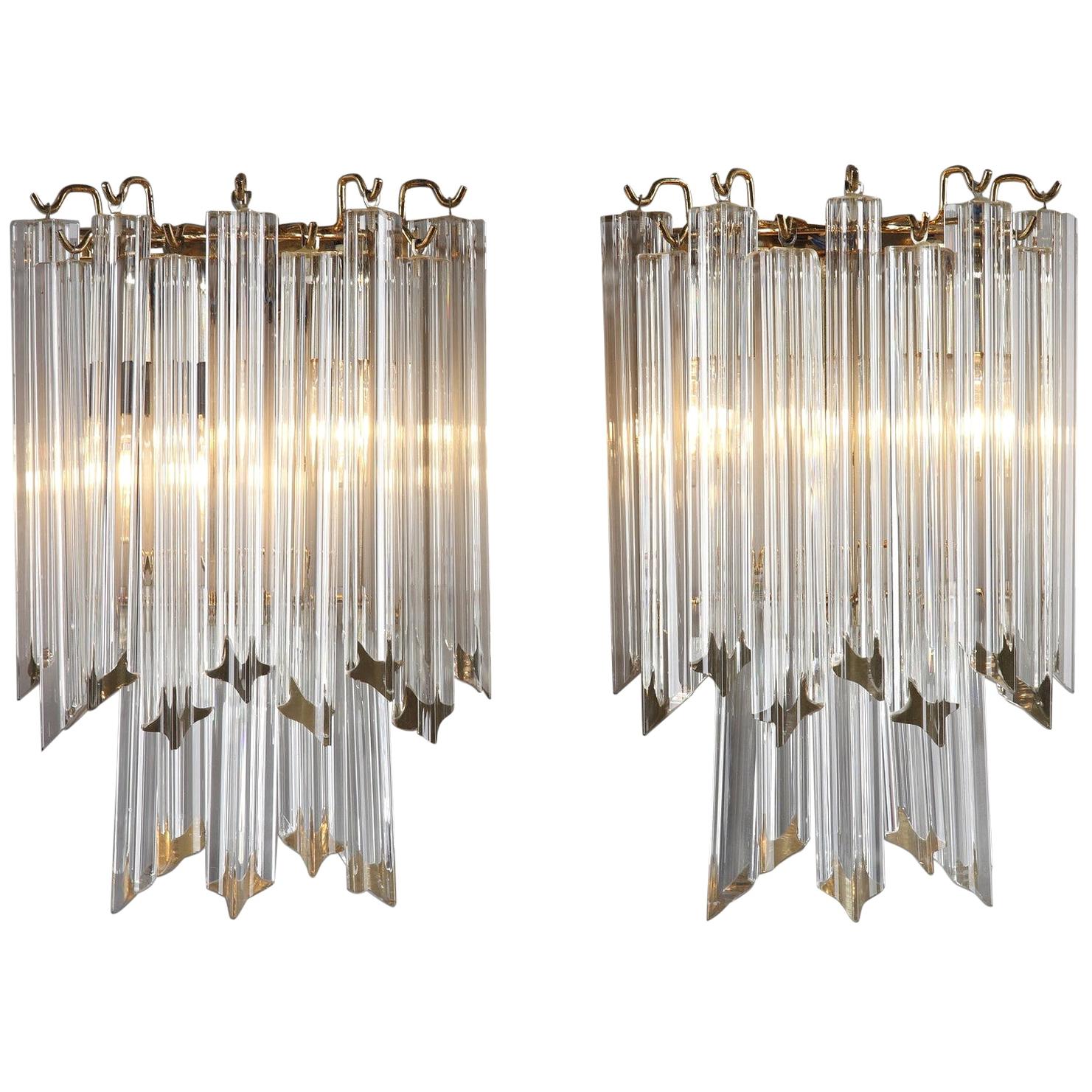 20th Century Venini Wall Lights Sconces in Murano Glass