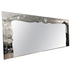 20th Century Venetian Engraved Glass Large Mirror, 1950s