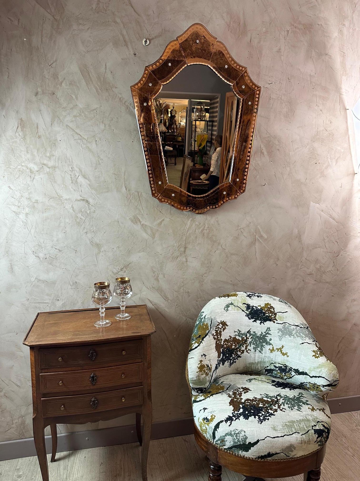 Miroir en verre vénitien du 20e siècle à garniture de pêche, années 1950 en vente 5