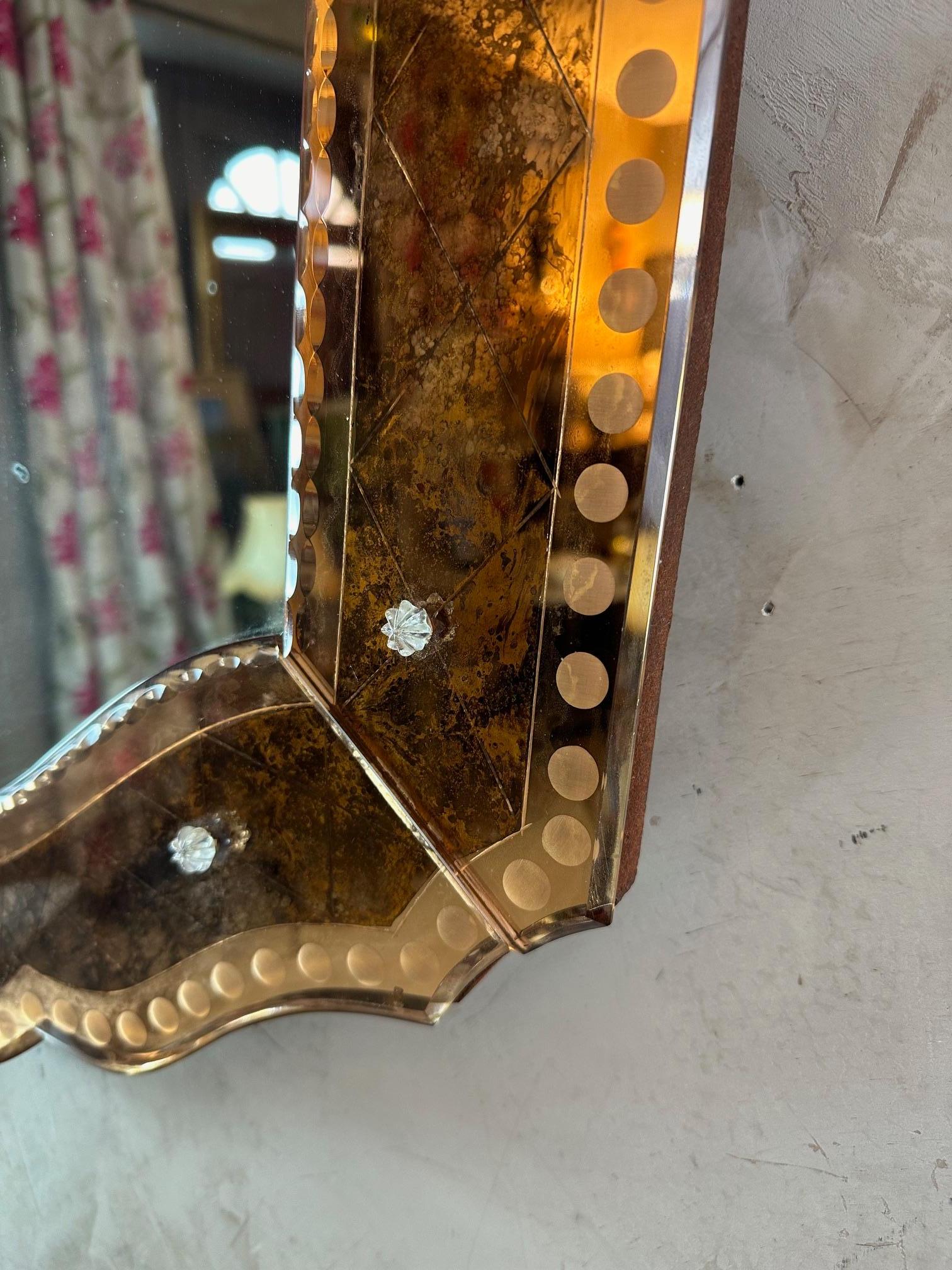Miroir en verre vénitien du 20e siècle à garniture de pêche, années 1950 Bon état - En vente à LEGNY, FR