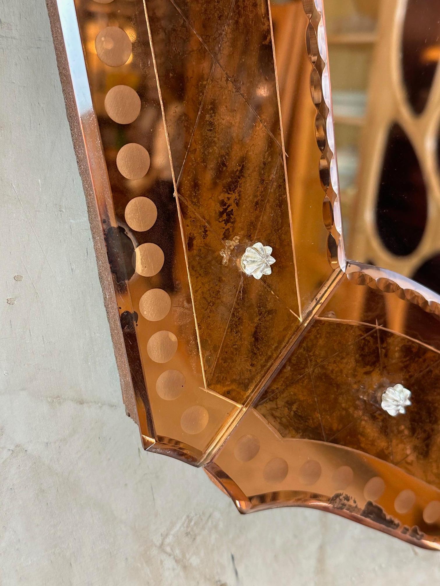 Miroir en verre vénitien du 20e siècle à garniture de pêche, années 1950 en vente 2