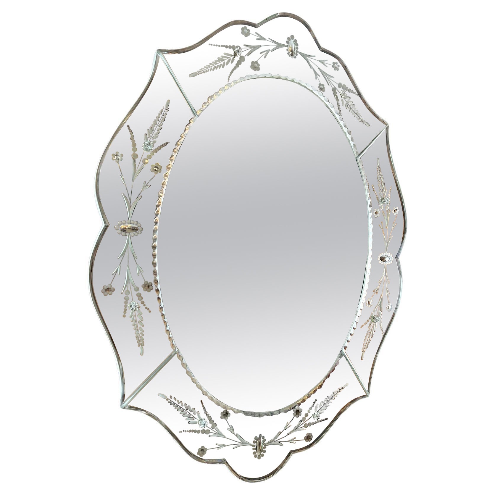 20th century Venitian Glass Rounded Mirror, 1950s