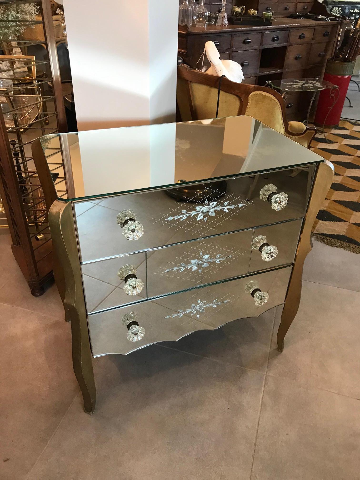 20th Century Venetian Mirror Commode, 1950s In Good Condition In LEGNY, FR