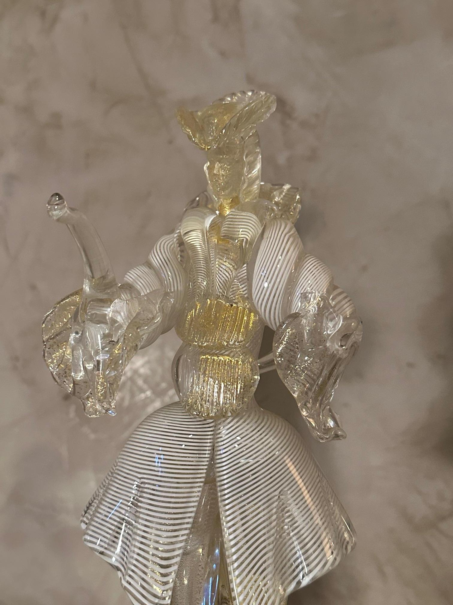 Verre de Murano Paire de personnages vénitiens en verre de Murano du 20e siècle, années 1950 en vente