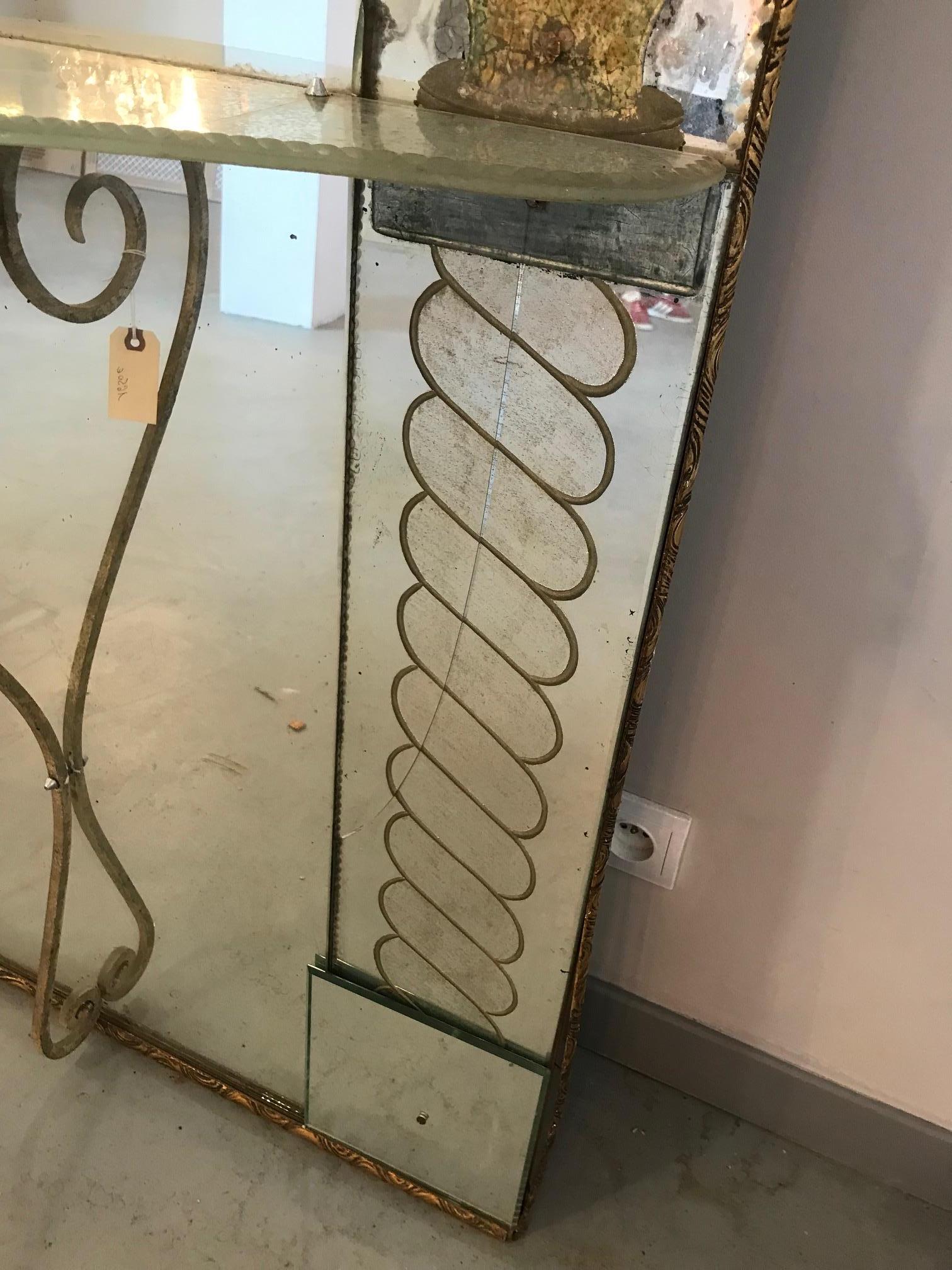 Miroir de sol signé vénitien du 20ème siècle, 1956 en vente 2