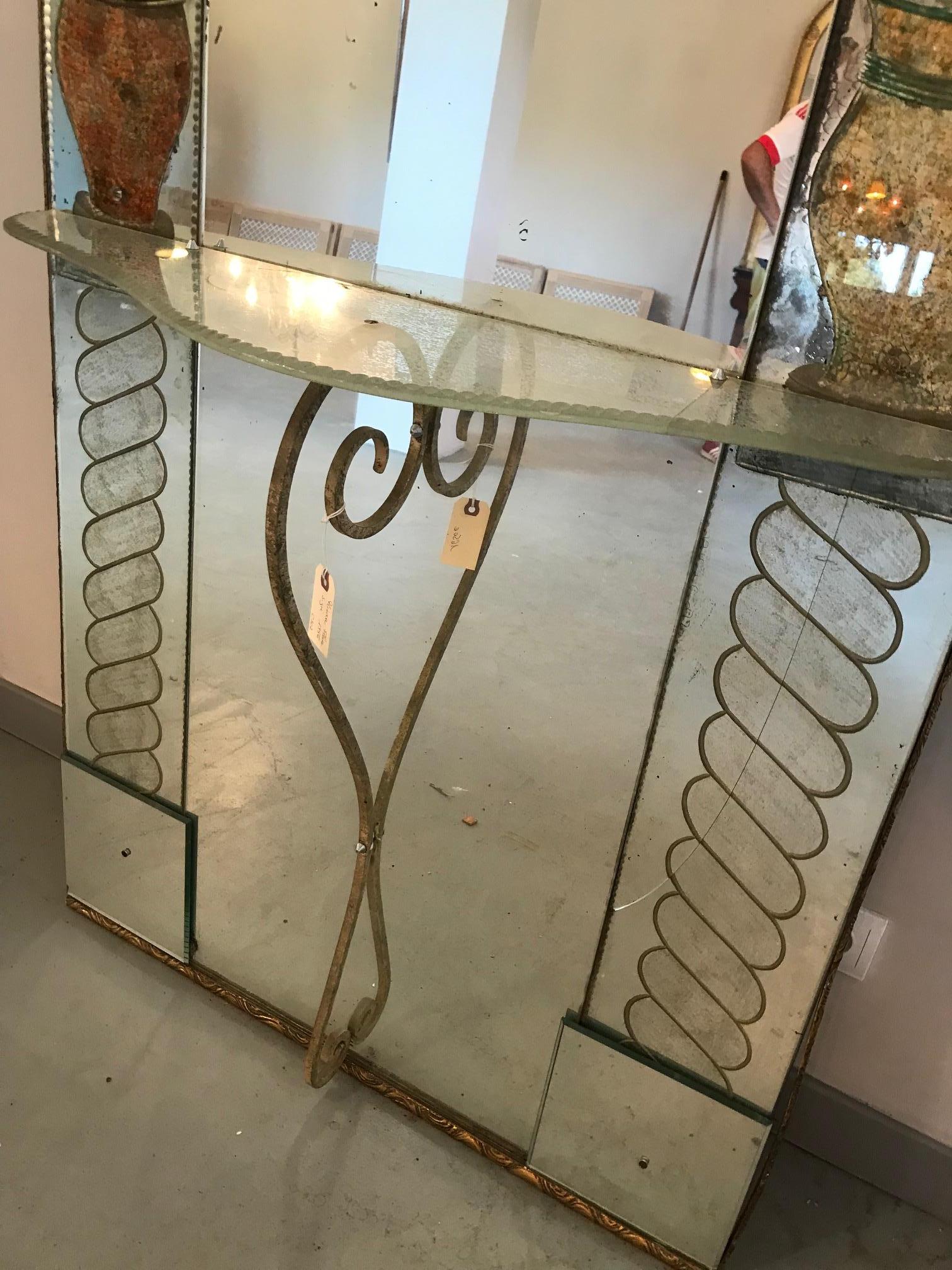Miroir de sol signé vénitien du 20ème siècle, 1956 en vente 3