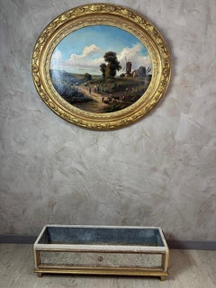 20th century Venitian Style Mirror and Wood Planter, 1950s